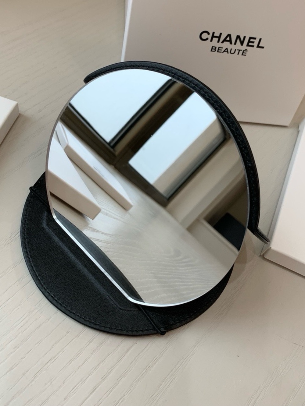 Chanel Beauté Faux Leather Round Mirror